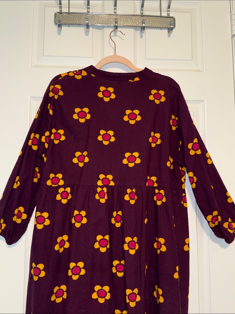Mata Traders Plum Dress with Yellow & Pink Floral Print - Picture 7 of 7